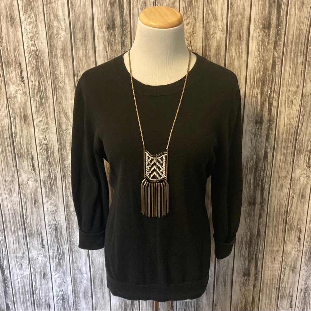 GAP Black Cotton 3/4 Sleeve Sweater large